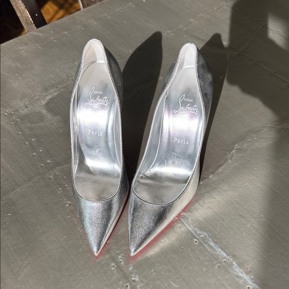 Christian Louboutin Kate 100mm antique silver manoir stiletto sz 39.5 - Picture 5 of 12